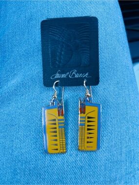 Laurel Burch Gold Rectangular Dangle Earrings